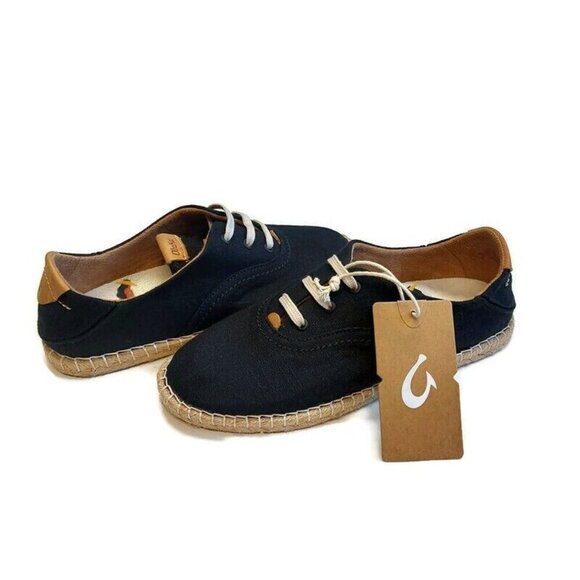 Olukai KAULA PA'A LI Convertible Linen Textile Espadrille Sneaker Womens 7 Black - Picture 9 of 9